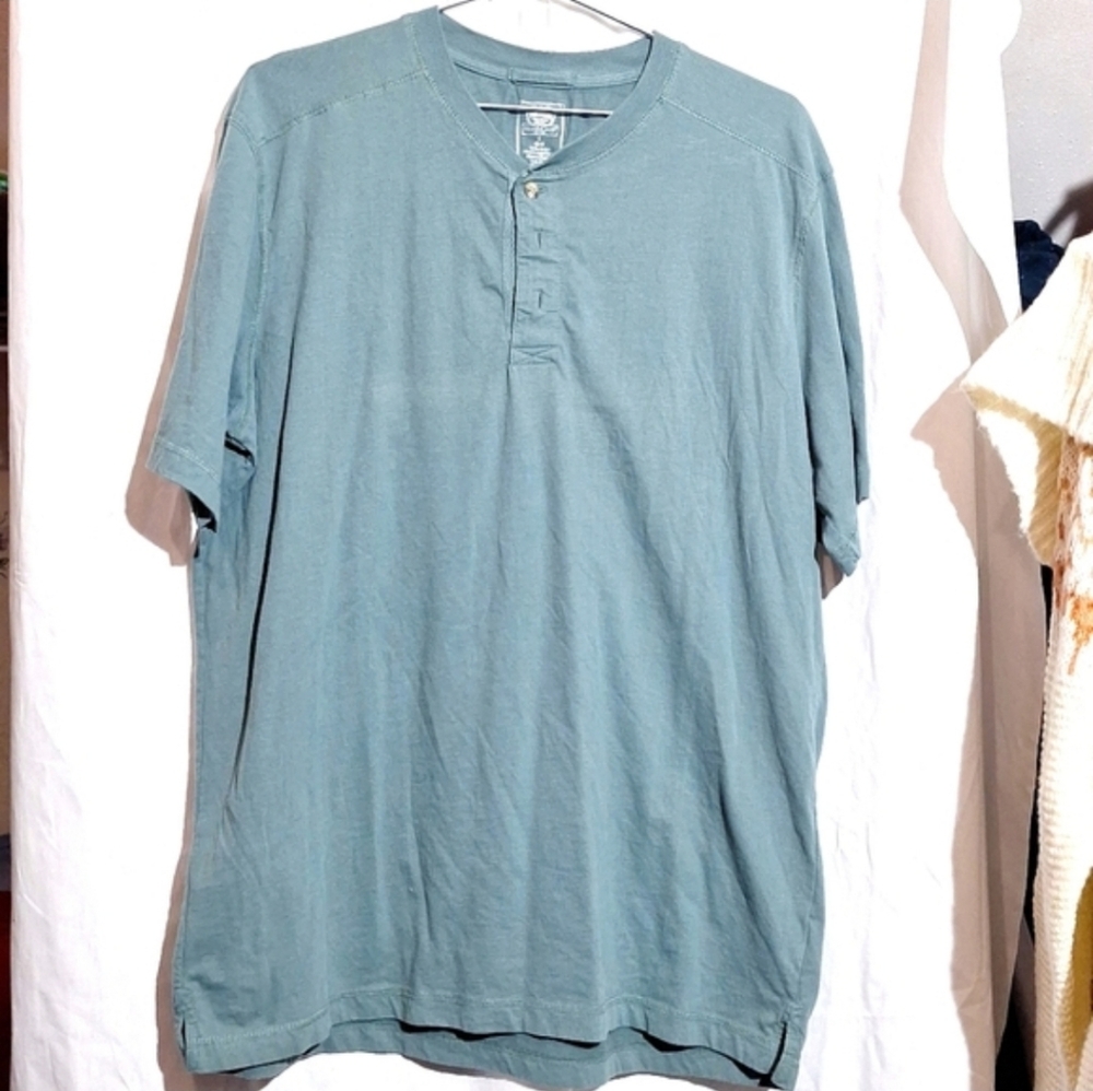 Northcrest Men's Short Sleeve Teal Henley Shirt